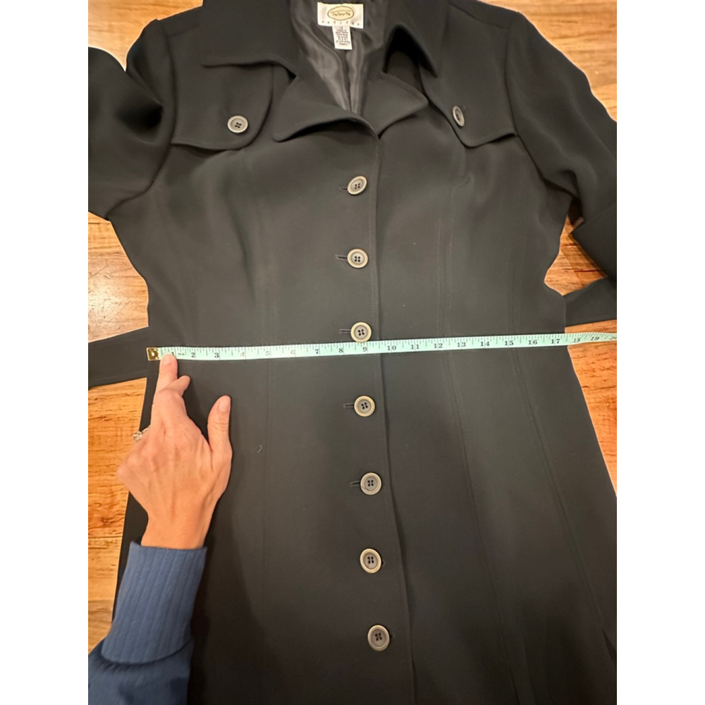 Talbots Black Petite Trench Coat Women's 12 Petite - Picture 10 of 11